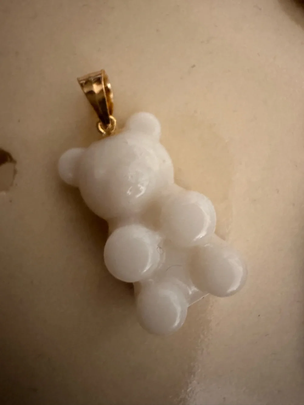 White Resin Gummy Bear Charm!! 14K gold bail - Picture 1 of 1